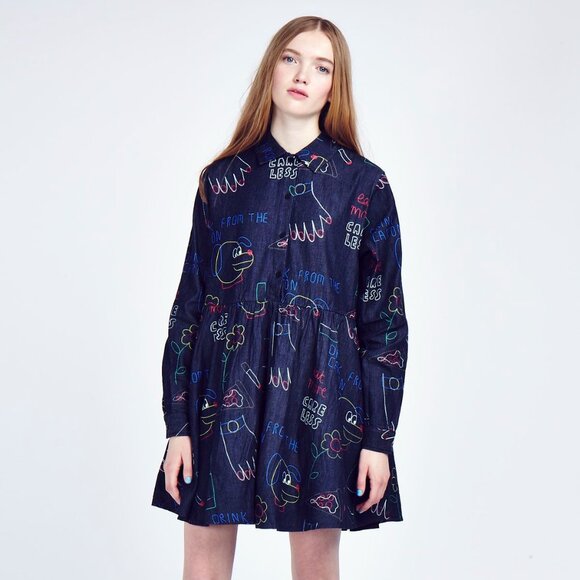 Lazy Oaf Denim Babydoll Dress - Picture 1 of 3